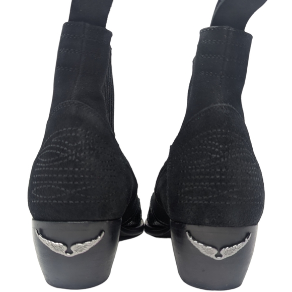 Zadig & Voltaire Black Textured Ankle Booties - Picture 5 of 5